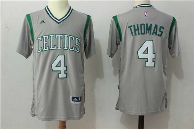 Men Boston Celtics 4 Isaiah Thomas Gray Stitched adidas Revolution 30 Swingman NBA Jerseys